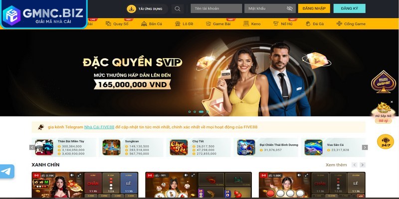 Five88 - Nền Tảng Trực Tuyến Được Nhiều Người Quan Tâm 1 Five88 gây ấn tượng với giao diện được thiết kế chuyên nghiệp và bố cục rõ ràng