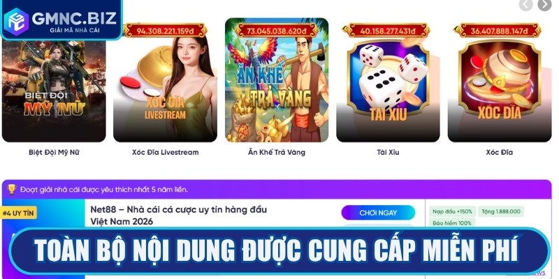 Toàn bộ nội dung trên nền tảng đều được cung cấp miễn phí cho người đọc